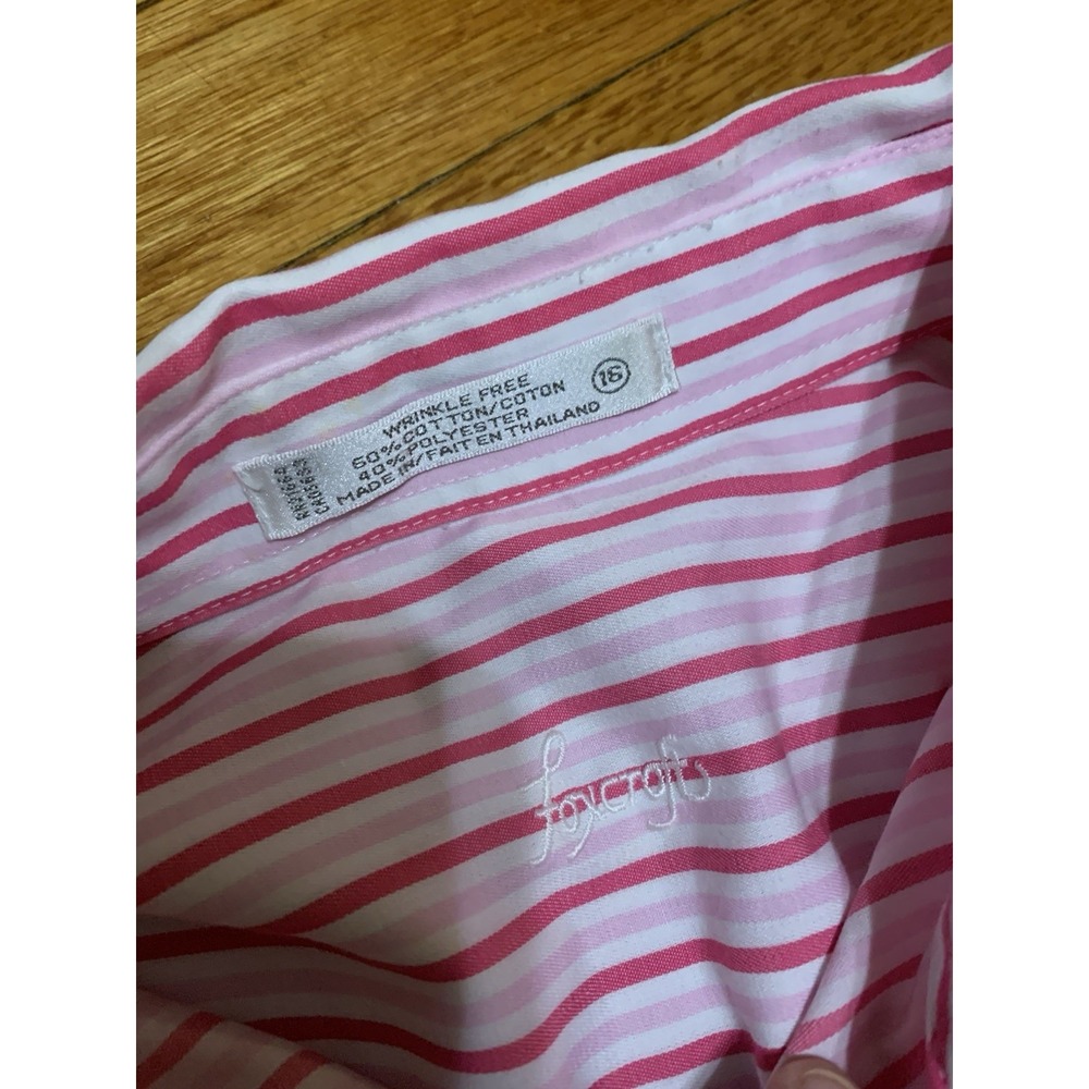 Foxcroft Women's Button Up Shirt Long Sleeve Wrinkle Free Classic Fit 16 Stripe - Picture 9 of 11